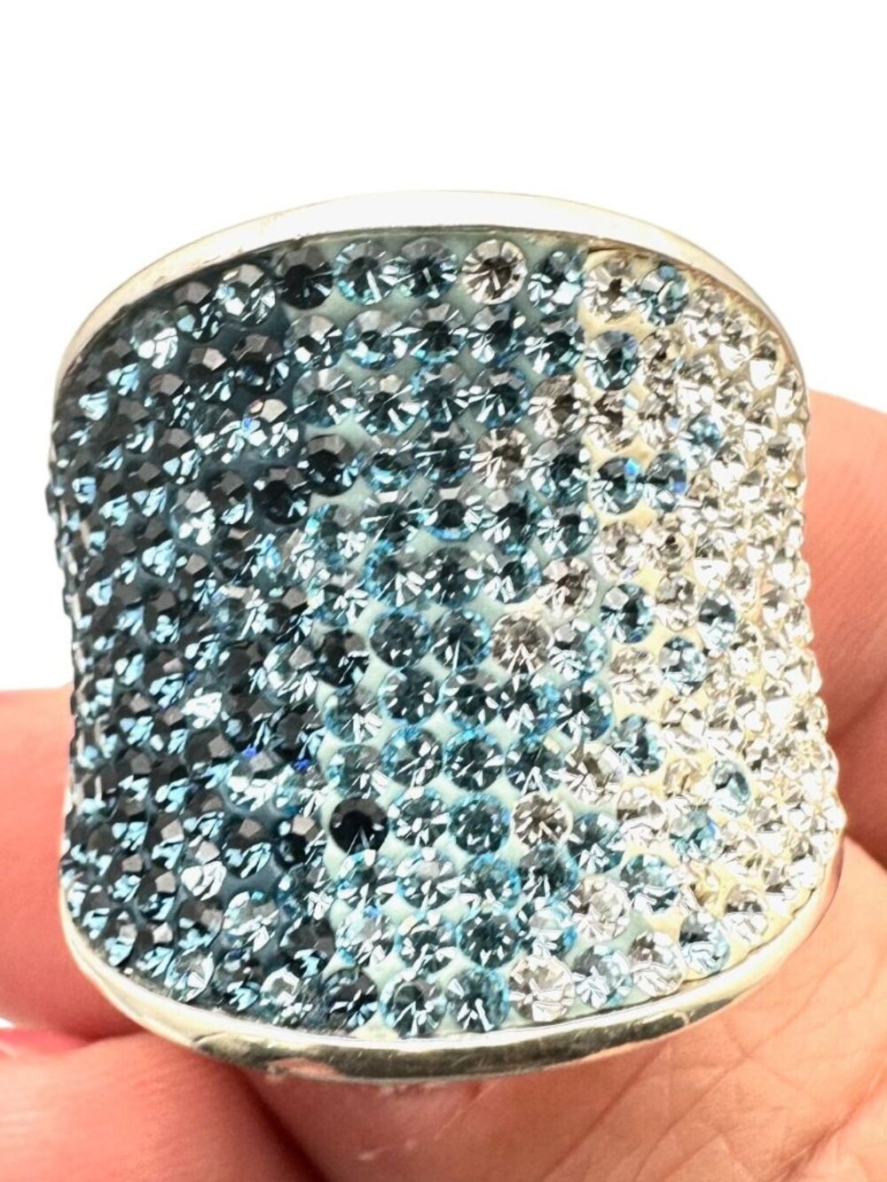 Crystal Ring Ombre Blue Sterling Silver Size 10